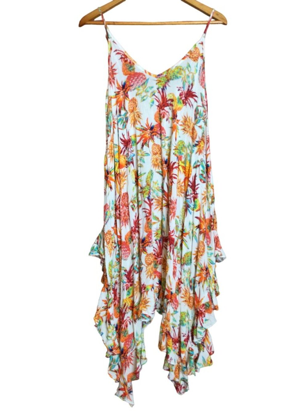 Bleu Rod Beattie Swim Cover Up Sun Dress Size M Pineapple Print Boho Resort